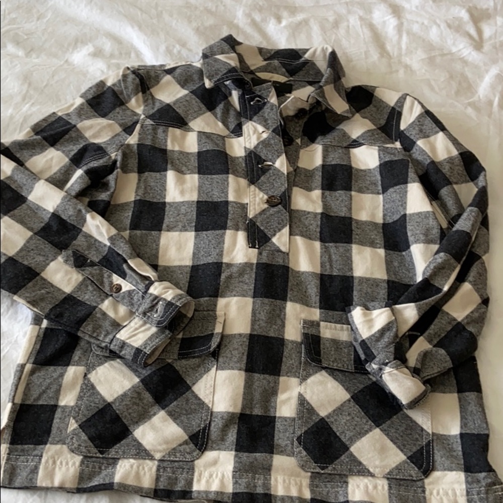 J. Crew Shirt-jacket in Buffalo Ivory-charcoal